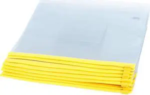 Unique Bargains School Plastic Zip up Bag File A5 Paper Storage Organizer Folder Yellow 12pcs