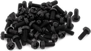 Unique Bargains M2.5 x 6mm Nylon Phillips Cross Pan Head Machine Screws Black 50 PCS