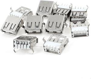 Unique Bargains 10 Pieces PCB Mount 90 Degree 4-Pin SMT Female USB 2.0 Type A Jack Socket Port