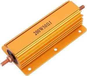 Unique Bargains 5% 200W 50 Ohm Wirewound Aluminum Housed Clad Resistor Gold Tone 12cm Long