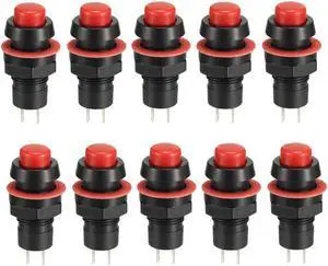 10mm Mounting Hole Red Latching Push Button Switch SPST NO 10pcs