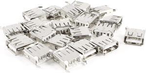 Unique Bargains 20pcs 180 Degree 4-Pin DIP Through Point USB A Female Jack Connector 13.7mm