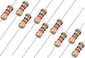 100pcs Axial Lead Carbon Film Resistors 1k Ohm 0.25W 5%Tolerances 4 Color Bands
