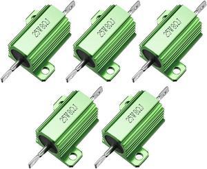 Unique Bargains 25W 400 Ohm Aluminium Housing Chassis Mount Wirewound Power Resistors Green 5pcs