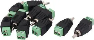 10pcs UTP Cat5 Cat6 Cable to AV Phono RCA Male Jack Connector Adapter for CCTV