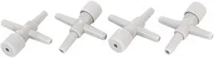 Fish Tank Aquarium Cross Design  3 Way Air Tubing Connector Gray 4 Pcs