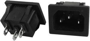 2Pcs AC250V 10A IEC320 C14 Male Plug Black Power Adapter Socket Replacement
