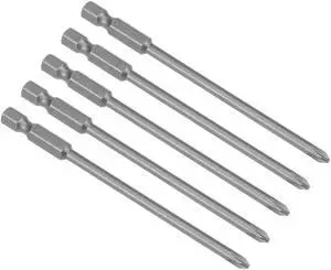 5 Pcs 1/4 Shank 100mm Length 4mm Phillips PH1 Magnetic S2 Screwdriver Bits