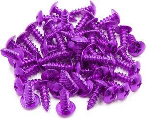 50pcs Universal Purple Motorcycle Round Cross Head Self Tapping Bolts Screws