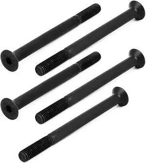 M8x100mm Grade 10.9 Partially Threaded Flat Head Hex Socket Cap Screw Black 5pcs
