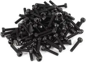 Unique Bargains 100 x Steel Alloy 12.9 Hex Socket Pan Head Knurled Cap Screw Bolt M2x10 Black