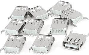 Unique Bargains 10pcs 180 Degree 4-Pin PCB Mount DIP Female USB A Jack Socket Port