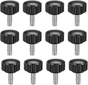 M4 x 10mm Male Thread Knurled Clamp Knobs Grip Thumb Screw on Type Round Head 12 Pcs