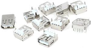 Unique Bargains 10pcs Right Angle 4-Pin PCB Mount DIP Female USB A Jack Socket Port
