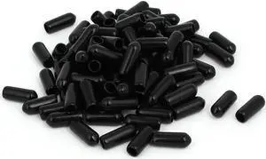 4.5mm Inner Dia Rubber Hose End Cap Screw Thread Protector Cover Black 100pcs