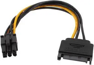 PCI Express 8-Inch 15-Pin Male to 6-Pin SATA Power Splitter Cable Adapter