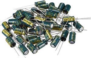 Aluminum Radial Electrolytic Capacitor Low ESR 330uF 10V 105 Celsius 3000H Life 6.3x11mm High Ripple Current Low Impedance 50pcs Green