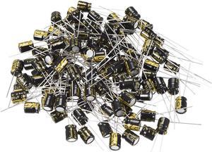 Aluminum Radial Electrolytic Capacitor 220uF 10V Life 6.3 x 7 mm Black 100pcs