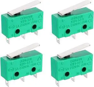 4PCS KW4-3Z-3 Micro Limit Switch SPDT NO NC 3 Terminals Momentary Short Straight Lever Type Green