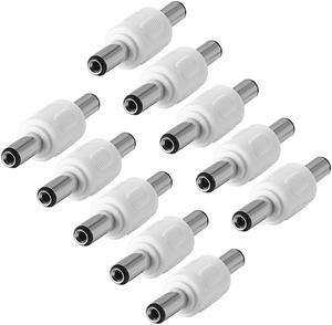 10Pcs DC Male to Male Connector 5.5mm x 2.1mm Power Cable Jack Adapter White