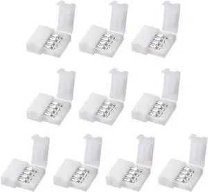 10mm 4P LED Strip Connector Solderless for 5050 3528 RGB 4 Conductor Multicolor Strip Lights Strip to Strip 10Pcs