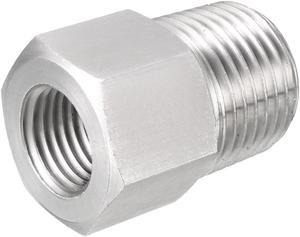 Pipe to Fitting Adapter, Pressure Gauge Adapter, 1/2" NPT Male Pipe x M14 Female Pipe