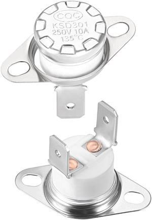 KSD301 Thermostat, Temperature Control Switch 135°C 10A Normally Closed N.C  Right Angle 2pcs