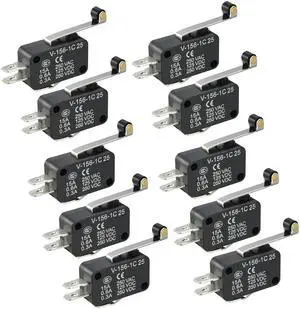 10pcs V-156-1C25 Black Hinge Roller Lever Micro Limit Switches