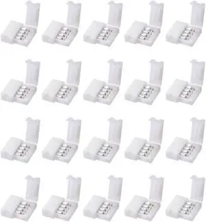 10mm 4P LED Strip Connector Solderless for 5050 3528 RGB 4 Conductor Multicolor Strip Lights Strip to Strip 20Pcs