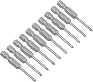 10Pcs 1/4-Inch Hex Shank 50mm Length Phillips 2.5PH1 Magnetic Screw Driver S2 Screwdriver Bits
