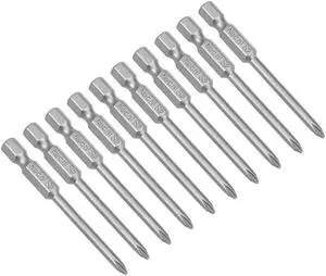 10Pcs 1/4-Inch Hex Shank 65mm Length Phillips 3.5PH1 Magnetic Screw Driver S2 Screwdriver Bits