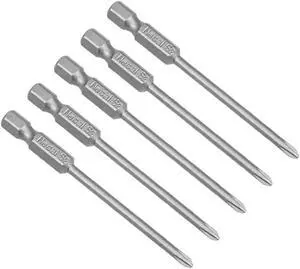 5Pcs 1/4-Inch Hex Shank 75mm Length Phillips 3PH0 Magnetic Screw Driver S2 Screwdriver Bits