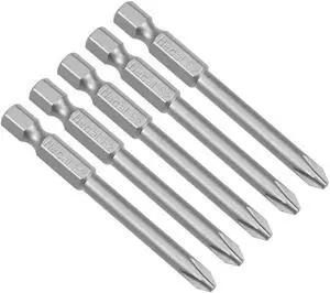 5Pcs 1/4-Inch Hex Shank 65mm Length Phillips 5PH2 Magnetic Screw Driver S2 Screwdriver Bits