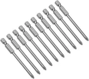 10Pcs 1/4-Inch Hex Shank 75mm Length Phillips 4PH1 Magnetic Screw Driver S2 Screwdriver Bits