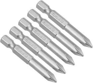 5Pcs 1/4-Inch Hex Shank 50mm Length Phillips 6PH1 Magnetic Screw Driver S2 Screwdriver Bits