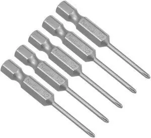 5Pcs 1/4-Inch Hex Shank 50mm Length Phillips 2PH1 Magnetic Screw Driver S2 Screwdriver Bits