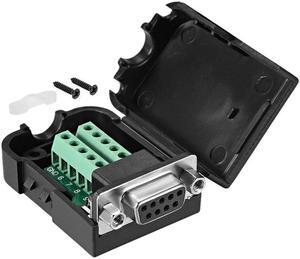 D-sub DB9 Breakout Board Connector with Case 9 Pin 2 Row Female RS232 Serial Port Solderless Terminal Block Adapter with Positioning Nuts