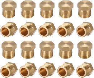 Brass Pipe Fitting, Cored Hex Head Plug 1/8"G Male Thread Connector Coupling Adapter 20pcs