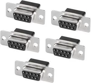 D-sub Connector Female Socket 9-position 2-row Crimp Style Port Terminal Breakout for Mechanical Equipment Black Packof 5