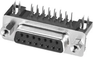 D-sub Connector Female Socket 15-pin 2-row Right Angle Port Terminal Breakout Solder Type for Mechanical Equipment Black Pack of 10