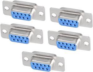 D-sub Connector DB9 Female Socket 9-pin 2-row Port Terminal Breakout for Mechanical Equipment CNC Computers Blue Pack of 5