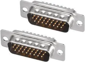 D-sub Connector Male Plug 26-pin 3-row Port Terminal Breakout Solder Type for Mechanical Equipment CNC Computers Black Pack of 2