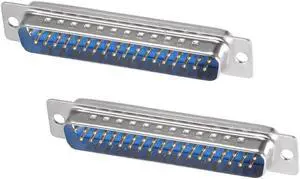 D-sub Connector Male Plug 37-pin 2-row Port Terminal Breakout Solder Type for Mechanical Equipment CNC Computers Blue Pack of 2