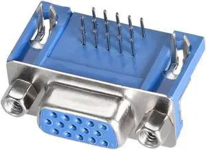 D-sub Connector Female Socket 15-pin 3-row Right Angle Port Terminal Breakout for Mechanical Equipment Blue Pack of 1