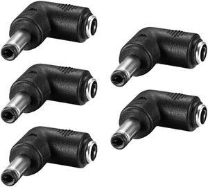 DC Power Connector 90 Degree Right Angle 5.5mm x 2.5mm Male to 5.5mm x 2.1mm Female Coupler Adapter Converter 5Pcs