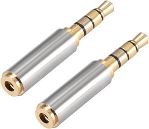 3.5mm Stereo 4 Pole Male to 2.5mm Female Connector Audio Video Adapter Coupler Converter Zinc Alloy 2Pcs