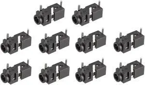 PCB Mount 2.5mm 3 Pin Socket Headphone Stereo Jack Audio Video Connector PJ208 Black 10Pcs