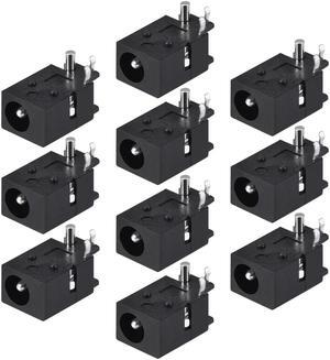 PCB Mount 4.0mm x 1.7mm 3 Pin Audio Video DC Power Connector Socket DC023 Black 10Pcs