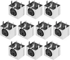 S-video PCB Mount 6 Pin Mini Din Socket Audio Video Connector Black 10Pcs