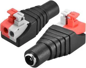 DC Female Connector 5.5x2.1mm Power Adapter Push Type 2Pcs for Led Strip CCTV Camera Cable Wire Ends